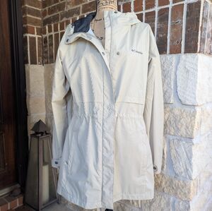 Columbia Women's Light Cream Hooded Trench Jacket